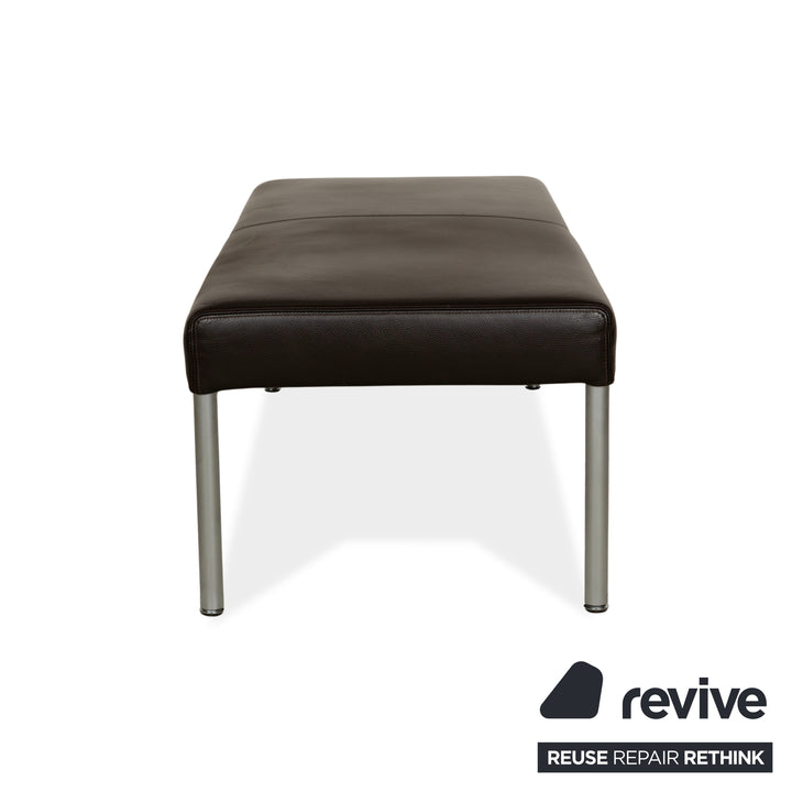 Canapé trois places en cuir Walter Knoll Living Platform + tabouret marron