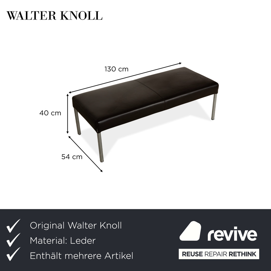 Canapé trois places en cuir Walter Knoll Living Platform + tabouret marron