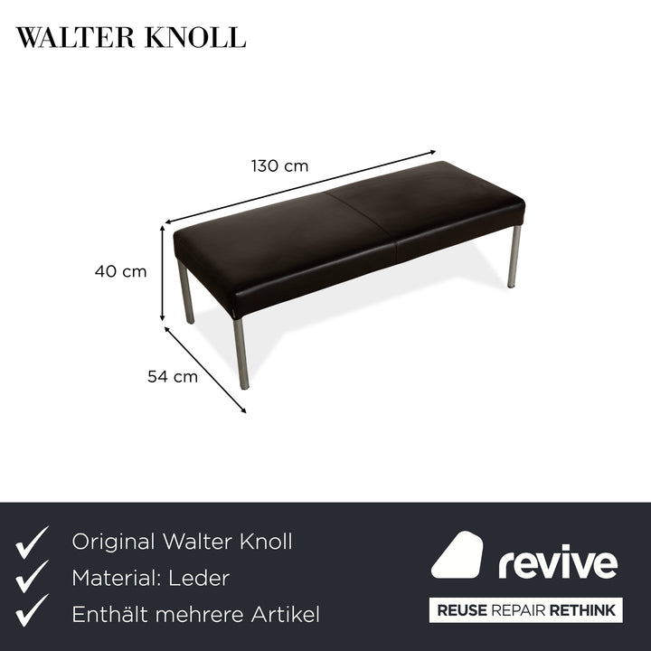 Canapé trois places en cuir Walter Knoll Living Platform + tabouret marron
