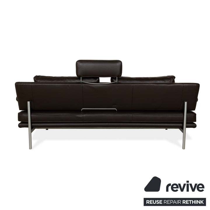 Canapé trois places en cuir Walter Knoll Living Platform + tabouret marron