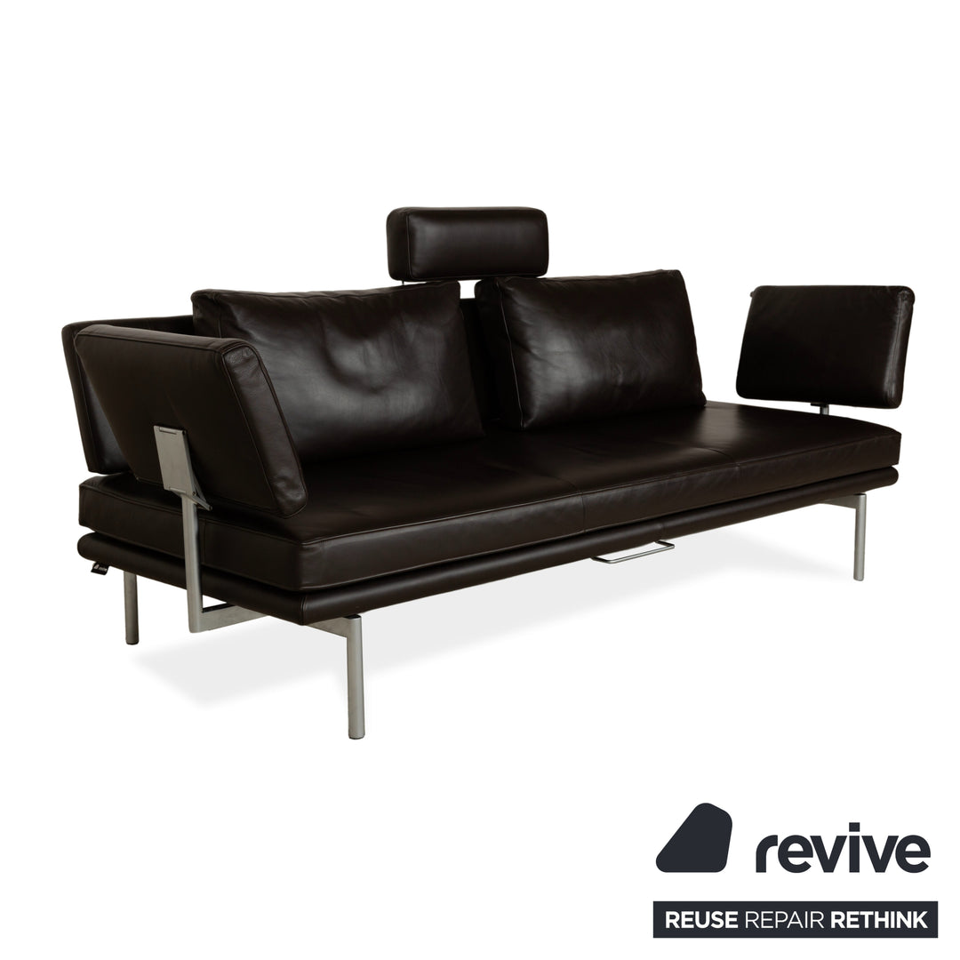 Canapé trois places en cuir Walter Knoll Living Platform + tabouret marron