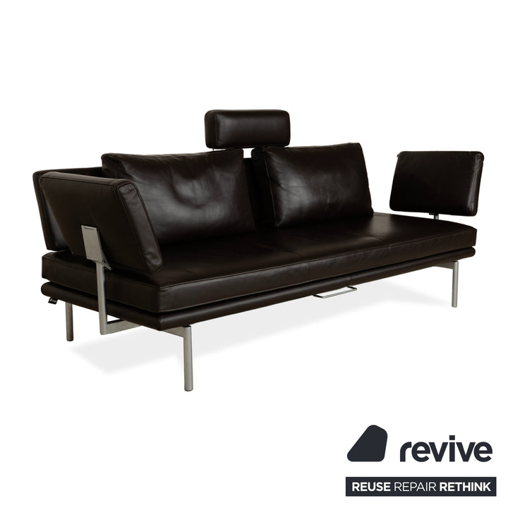 Canapé trois places en cuir Walter Knoll Living Platform + tabouret marron