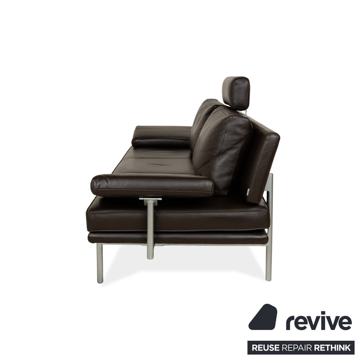 Canapé trois places en cuir Walter Knoll Living Platform + tabouret marron