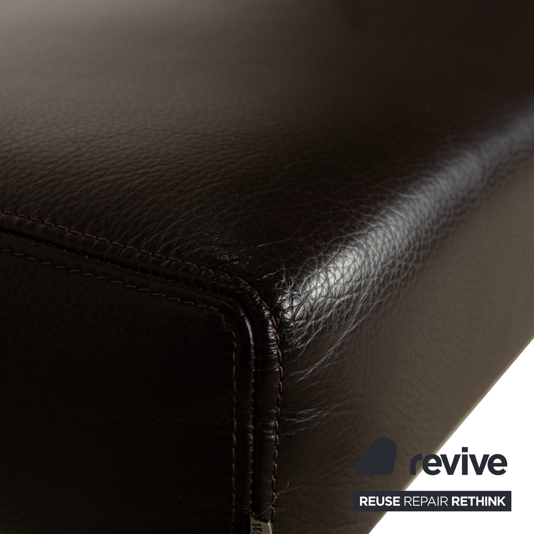 Canapé trois places en cuir Walter Knoll Living Platform + tabouret marron
