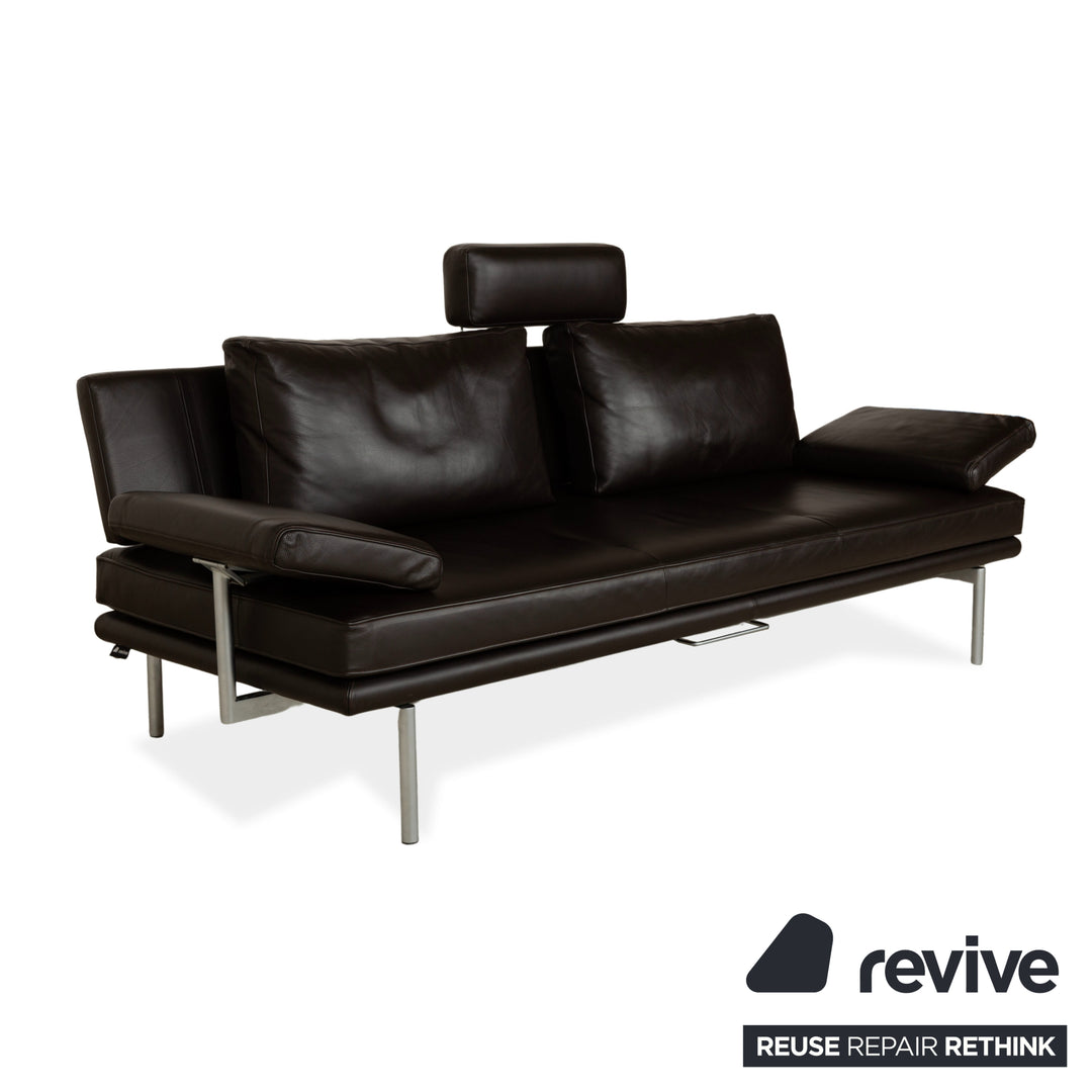 Walter Knoll Living Plattform Leder Dreisitzer Sofa Couch + Hocker Braun