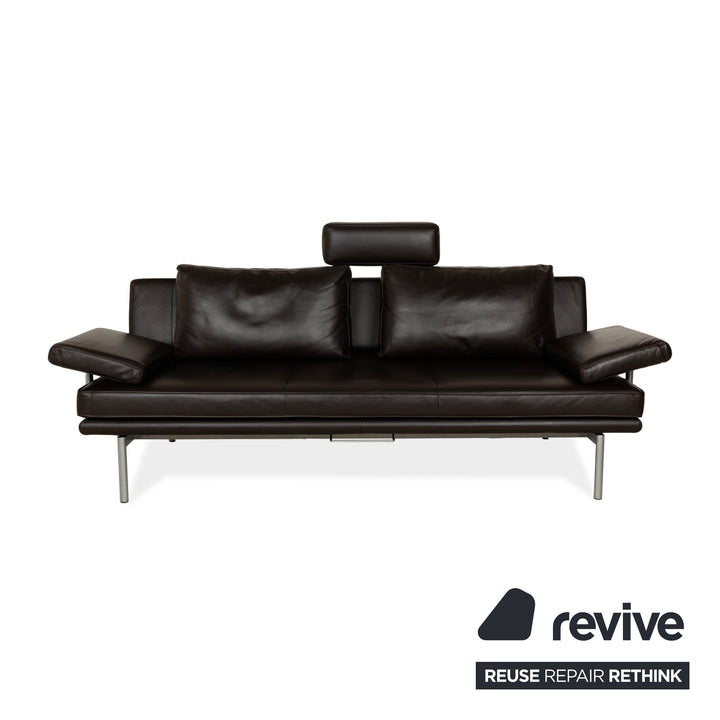 Canapé trois places en cuir Walter Knoll Living Platform + tabouret marron