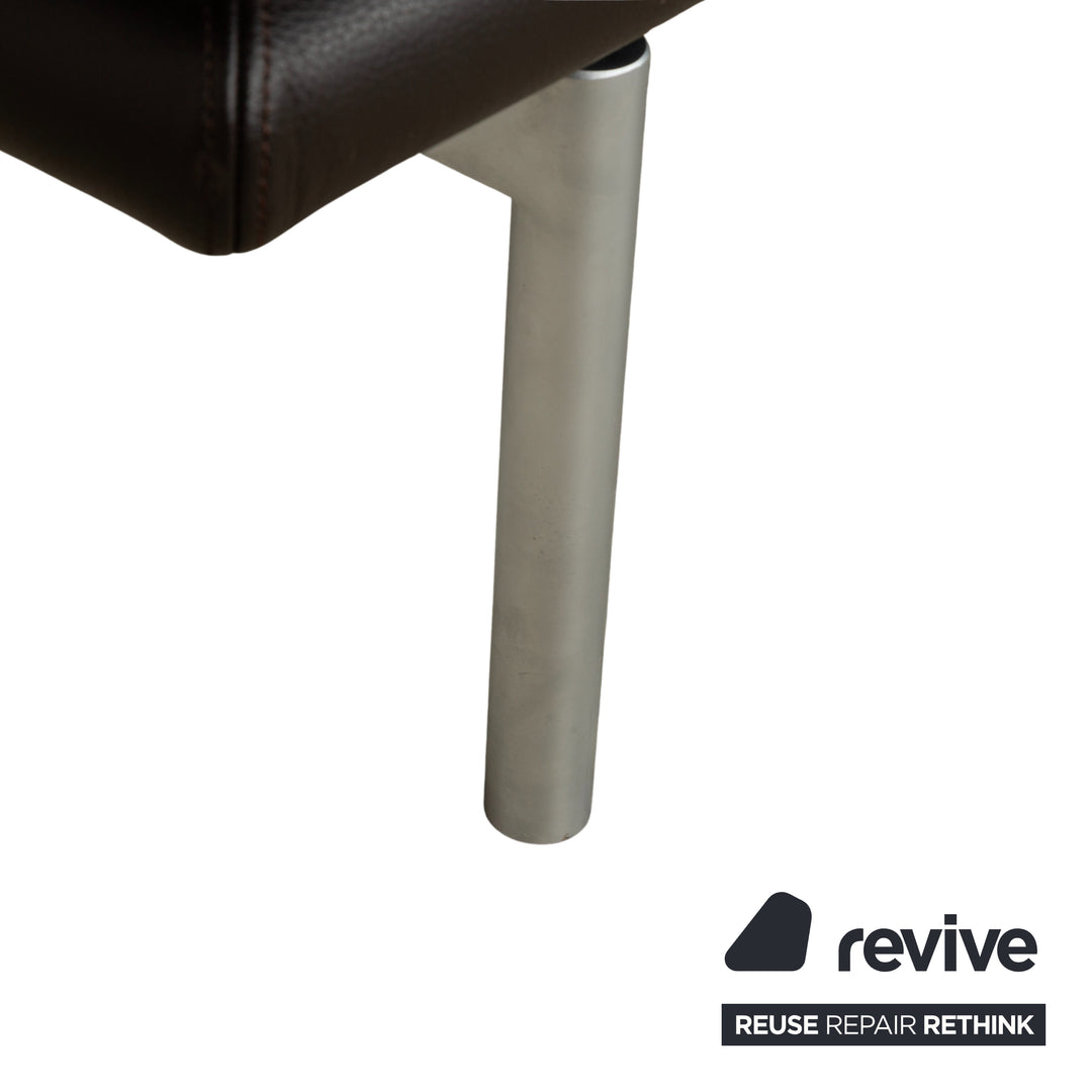Canapé trois places en cuir Walter Knoll Living Platform + tabouret marron