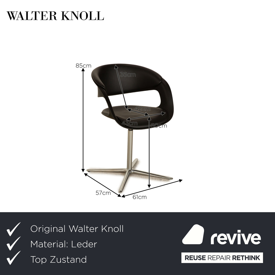 Walter Knoll Lox Leder Sessel Schwarz Kunststoff Drehfunktion