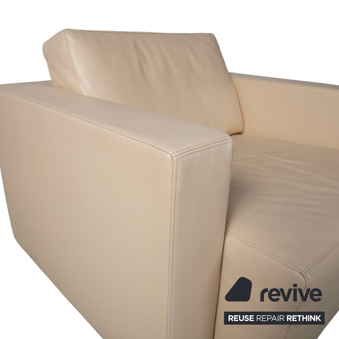 Fauteuil en cuir Walter Knoll Nelson, beige crème