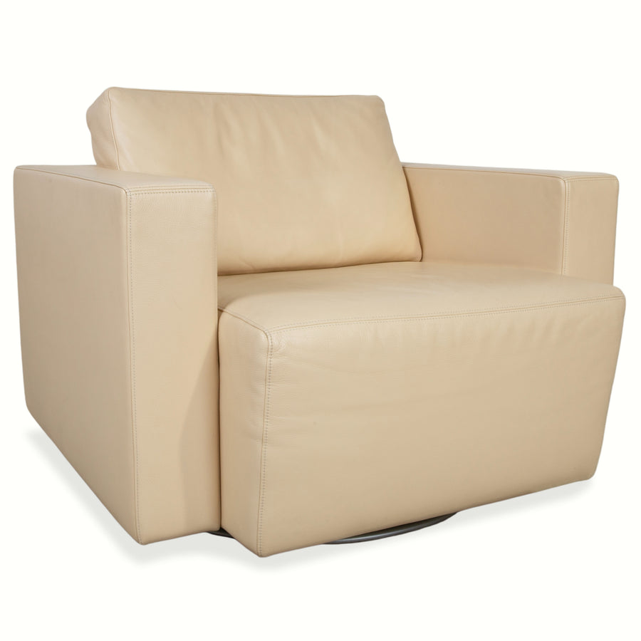 Fauteuil en cuir Walter Knoll Nelson, beige crème