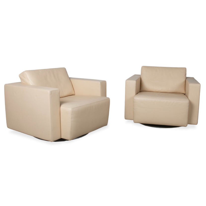 Sillón Walter Knoll Nelson de cuero crema beige