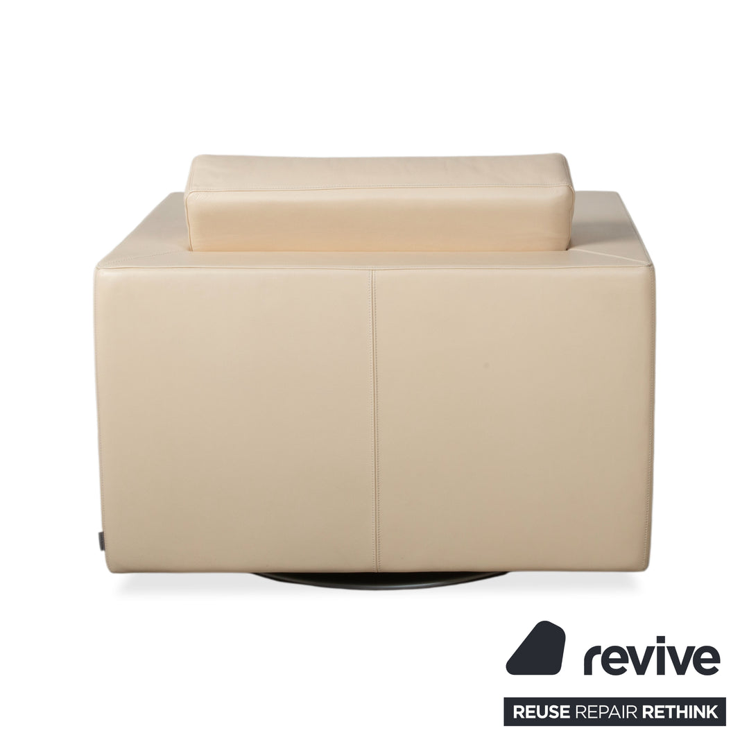 Fauteuil en cuir Walter Knoll Nelson, beige crème