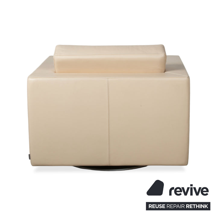 Fauteuil en cuir Walter Knoll Nelson, beige crème
