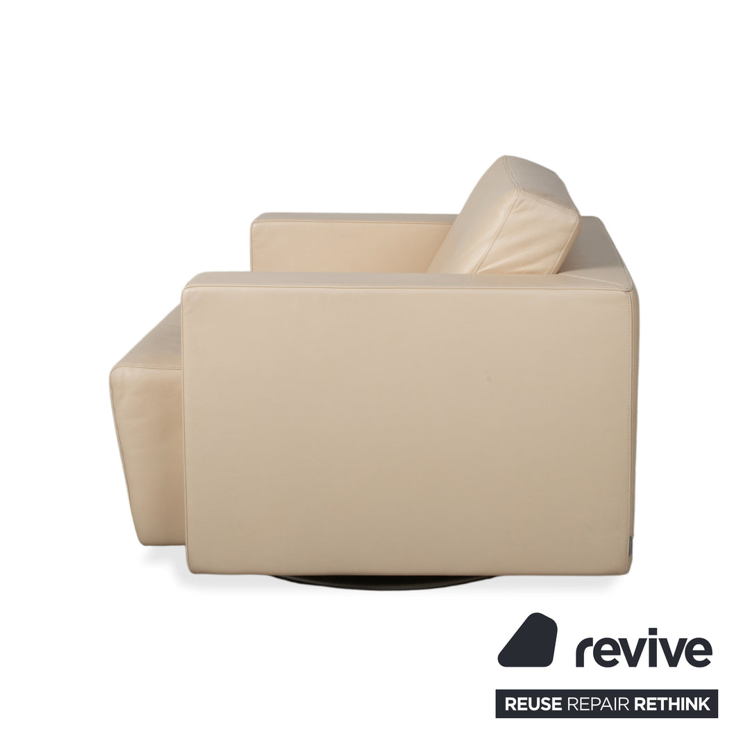 Fauteuil en cuir Walter Knoll Nelson, beige crème