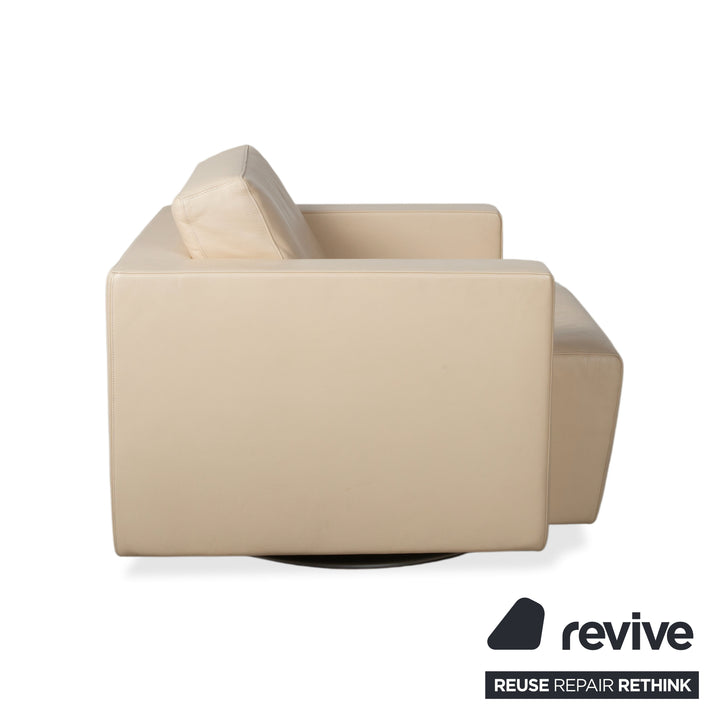 Fauteuil en cuir Walter Knoll Nelson, beige crème