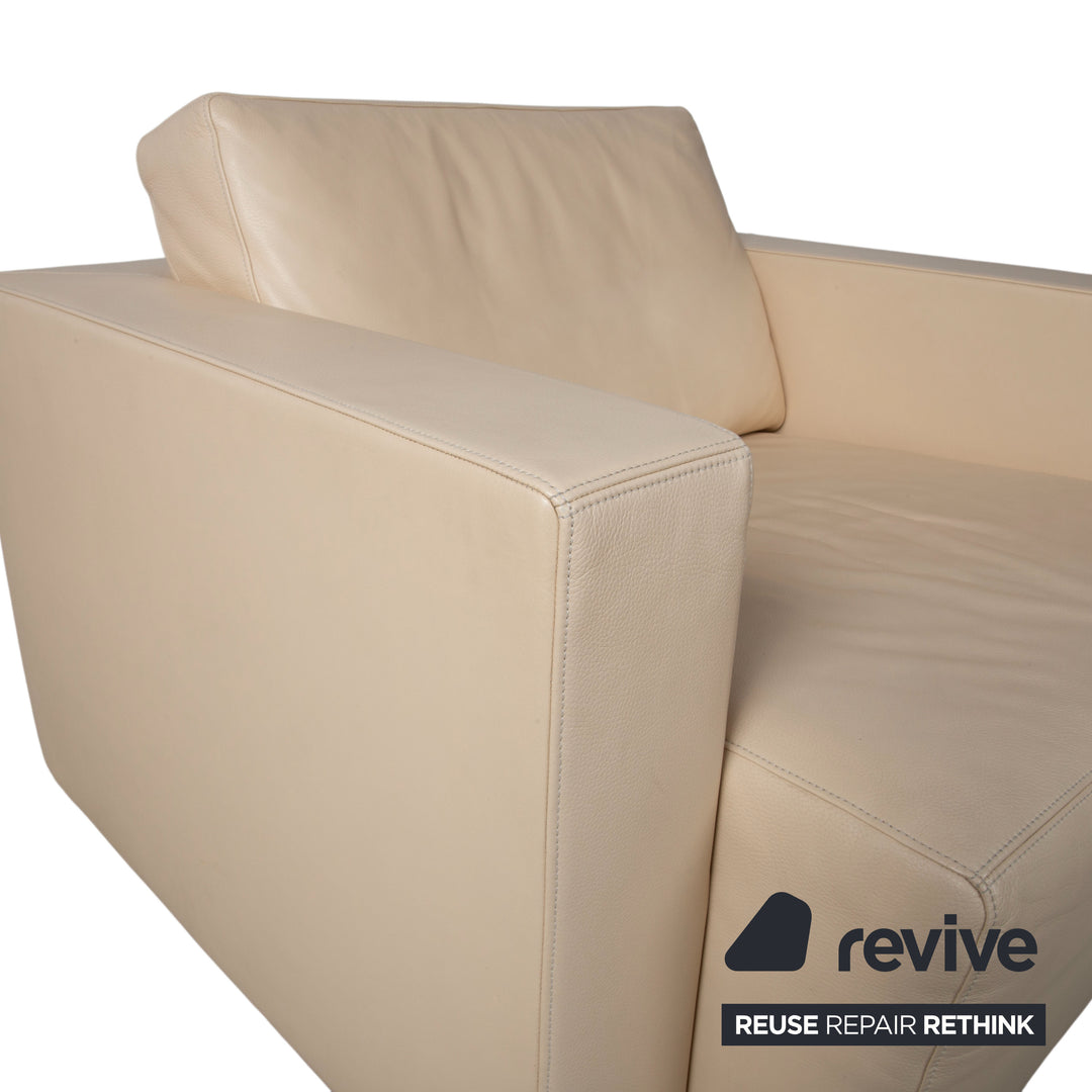 Fauteuil en cuir Walter Knoll Nelson, beige crème