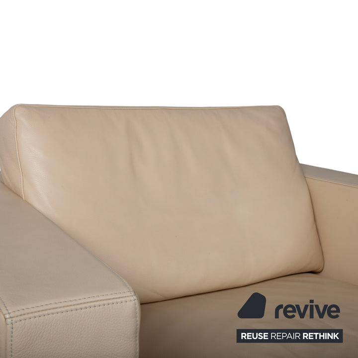 Fauteuil en cuir Walter Knoll Nelson, beige crème