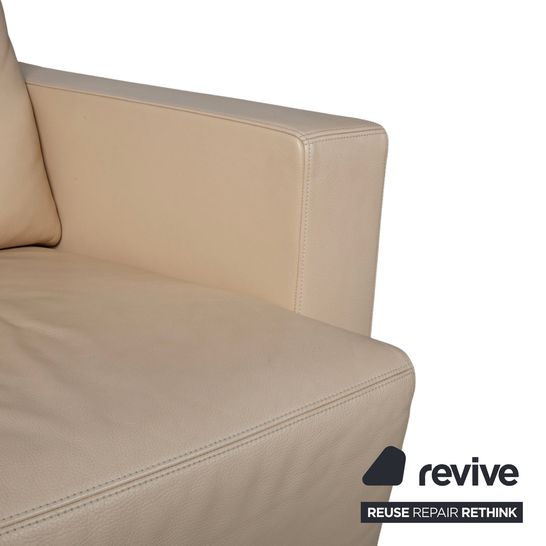 Fauteuil en cuir Walter Knoll Nelson, beige crème