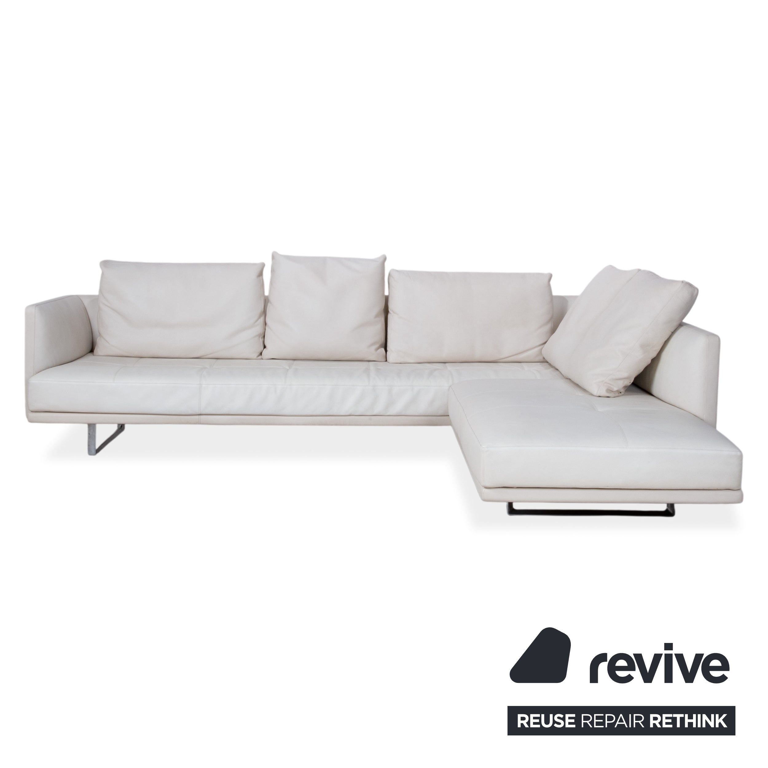 Walter Knoll Prime Time Leder Chrom Ecksofa Creme Weiß Sofa Couch