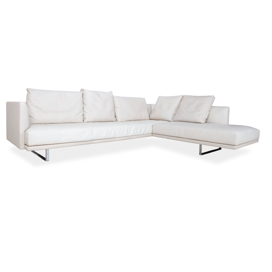 Walter Knoll Prime Time Leder Chrom Ecksofa Creme Weiß Sofa Couch
