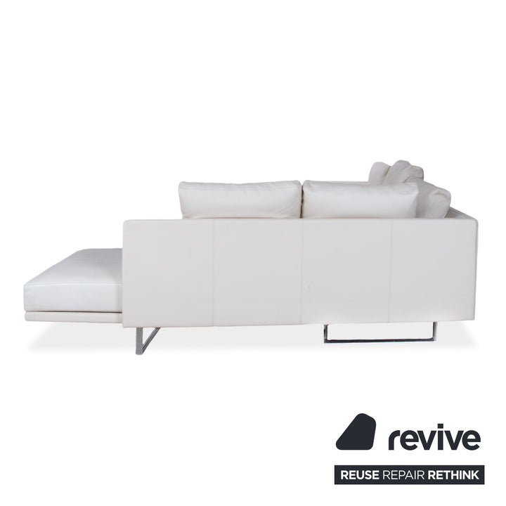 Walter Knoll Prime Time Leder Chrom Ecksofa Creme Weiß Sofa Couch