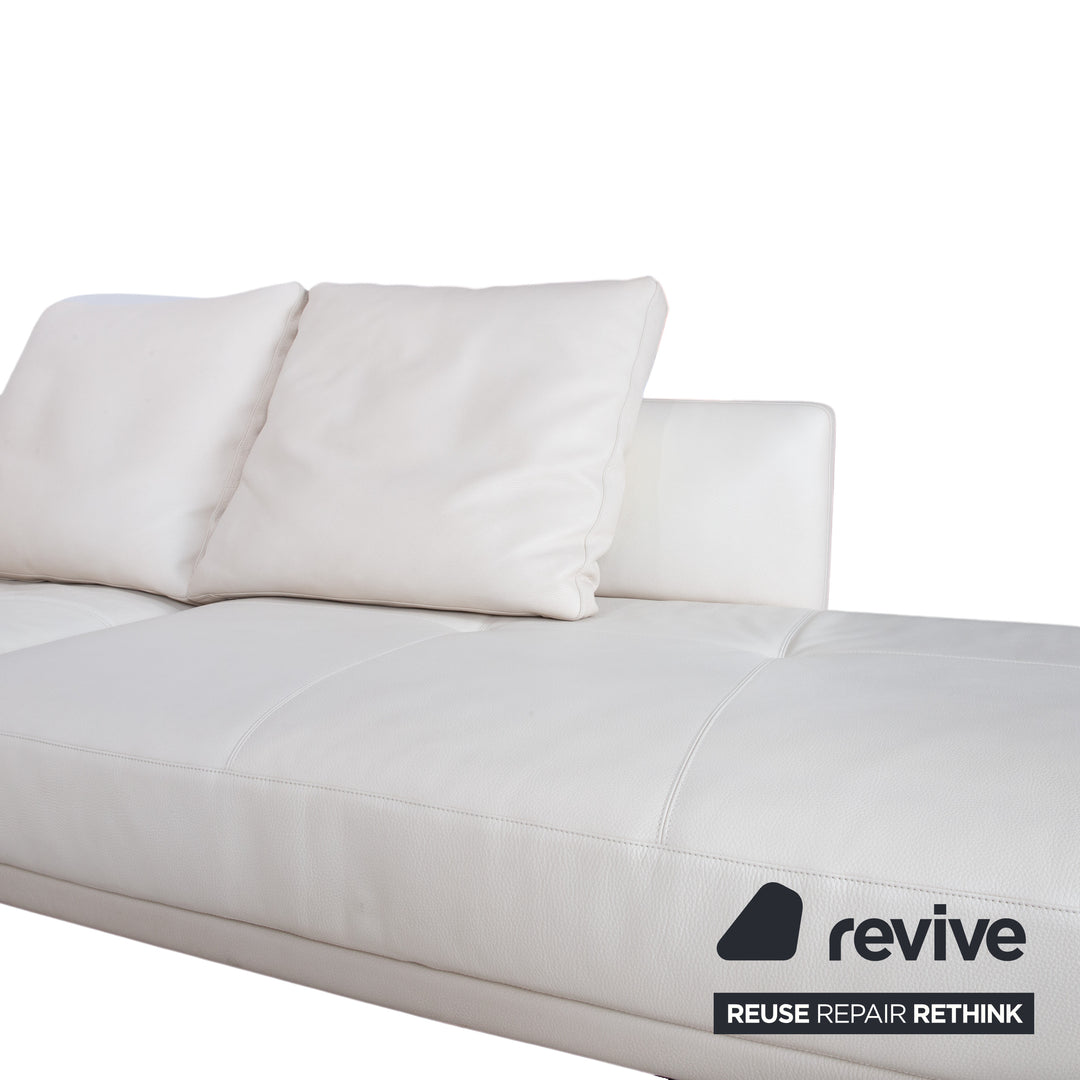 Walter Knoll Prime Time Leder Chrom Ecksofa Creme Weiß Sofa Couch