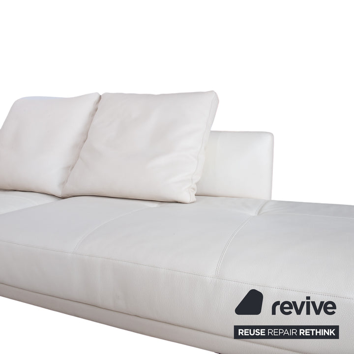 Walter Knoll Prime Time Leder Chrom Ecksofa Creme Weiß Sofa Couch