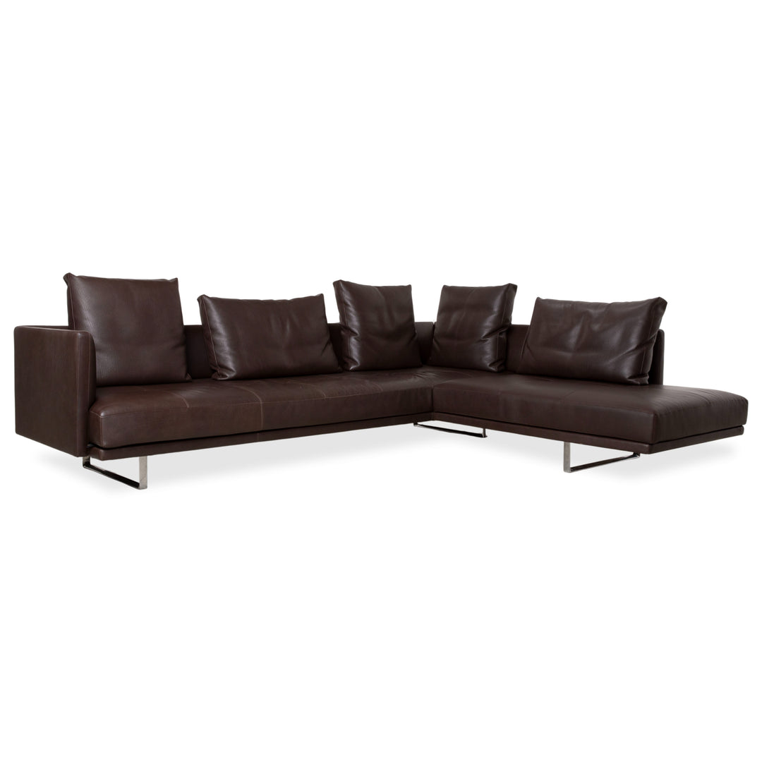Walter Knoll Prime Time Leather Corner Sofa Brown Chaise Longue Right Couch