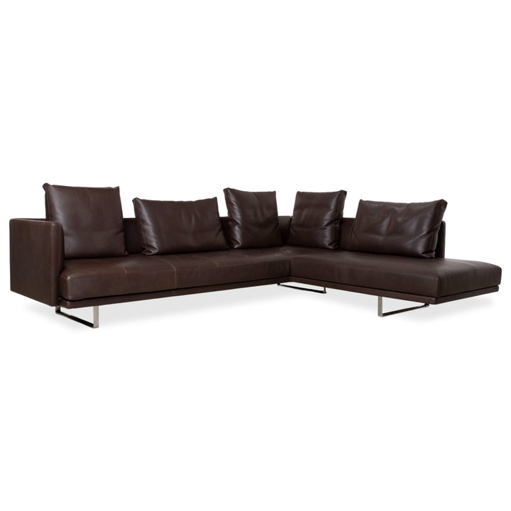 Walter Knoll Prime Time Leather Corner Sofa Brown Chaise Longue Right Couch