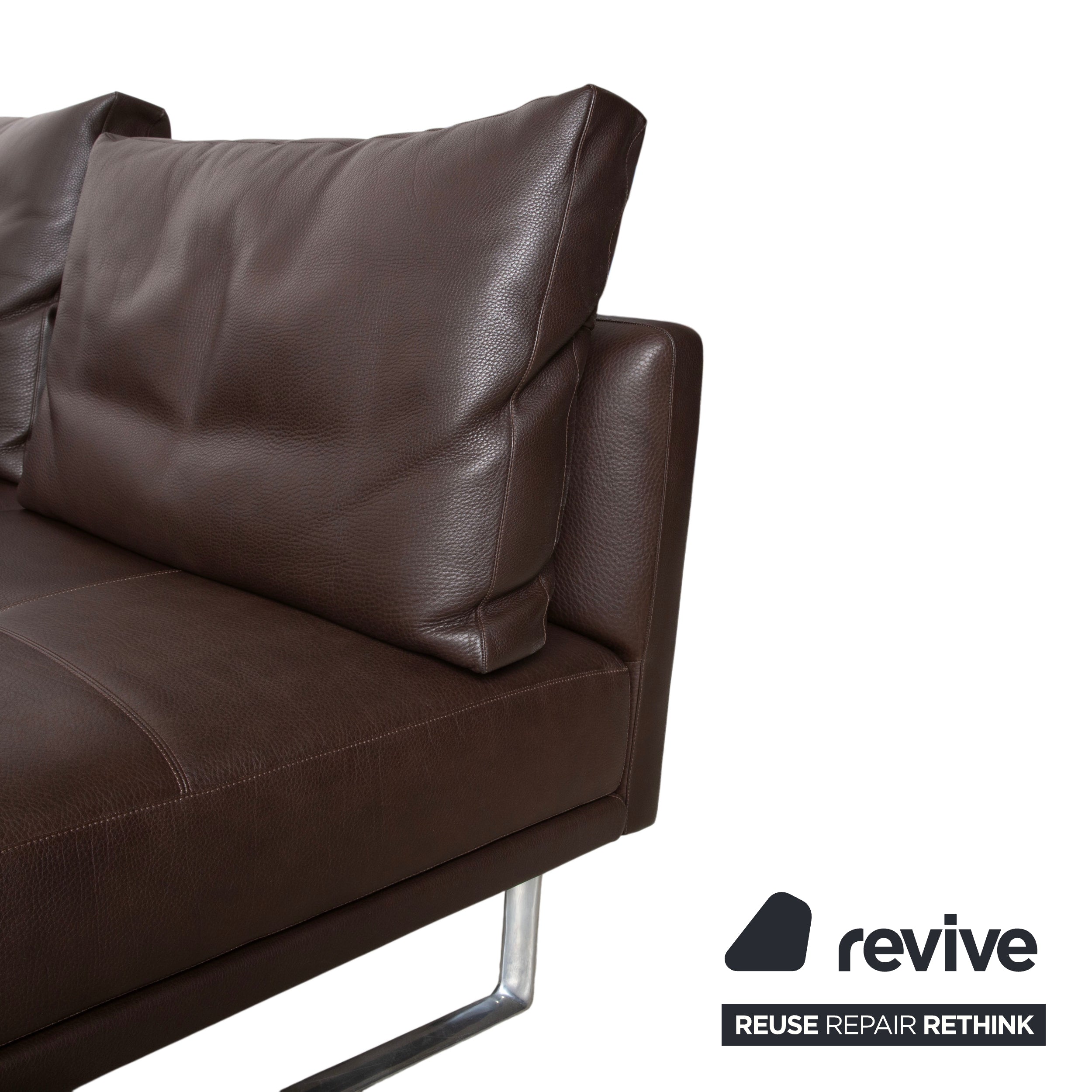 Walter Knoll Prime Time Leather Corner Sofa Brown Chaise Longue Right Couch