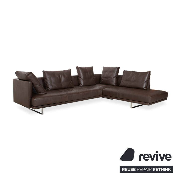 Walter Knoll Prime Time Leather Corner Sofa Brown Chaise Longue Right Couch