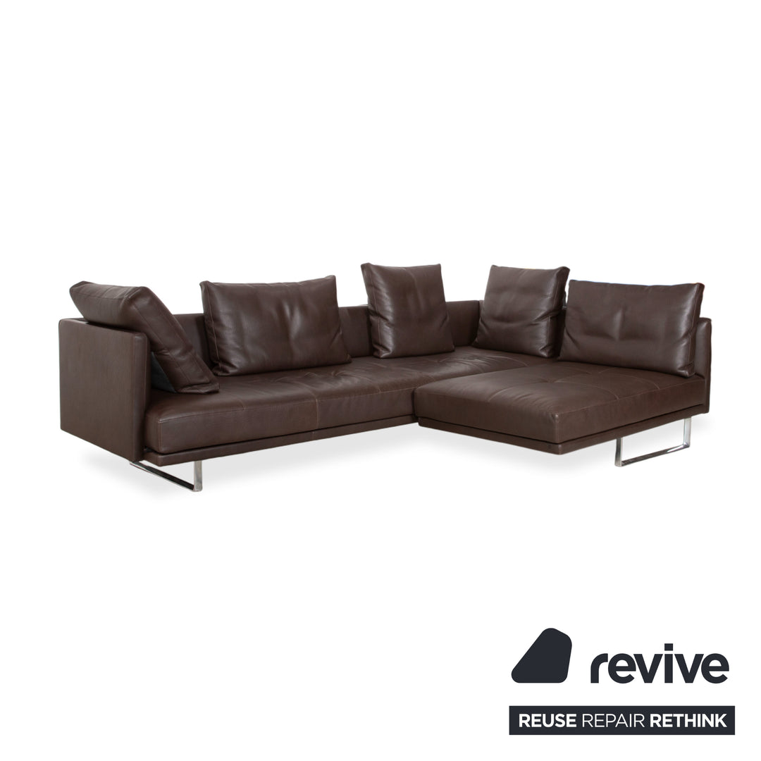 Walter Knoll Prime Time Leather Corner Sofa Brown Chaise Longue Right Couch