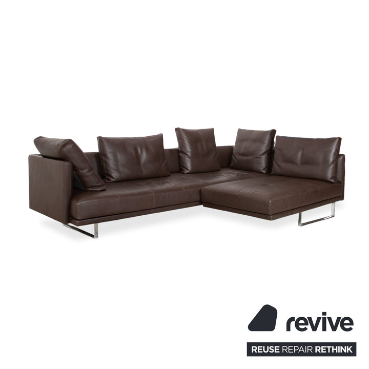 Walter Knoll Prime Time Leather Corner Sofa Brown Chaise Longue Right Couch