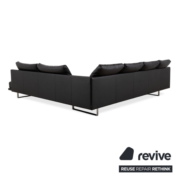 Walter Knoll Prime Time Leather Chrome Corner Sofa Black Sofa Couch