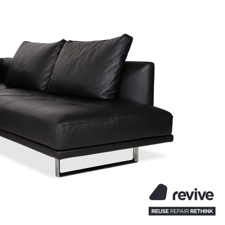 Walter Knoll Prime Time Leather Chrome Corner Sofa Black Sofa Couch