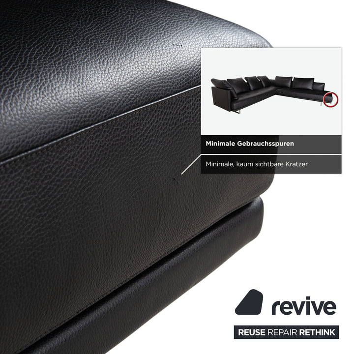 Walter Knoll Prime Time Leder Chrom Ecksofa Schwarz Sofa Couch