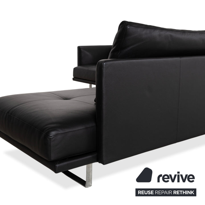Walter Knoll Prime Time Leather Chrome Corner Sofa Black Sofa Couch