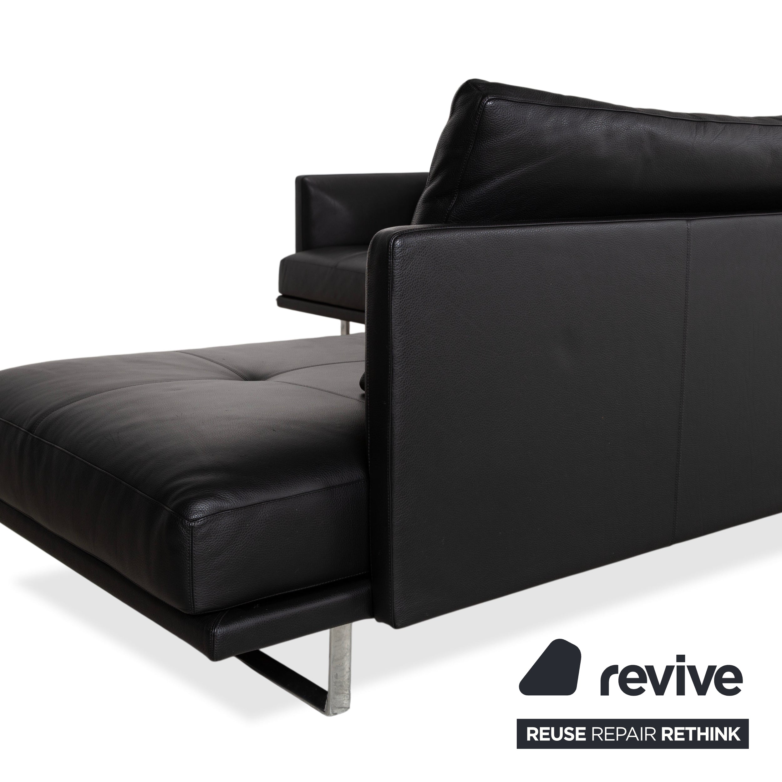 Walter Knoll Prime Time Leder Chrom Ecksofa Schwarz Sofa Couch