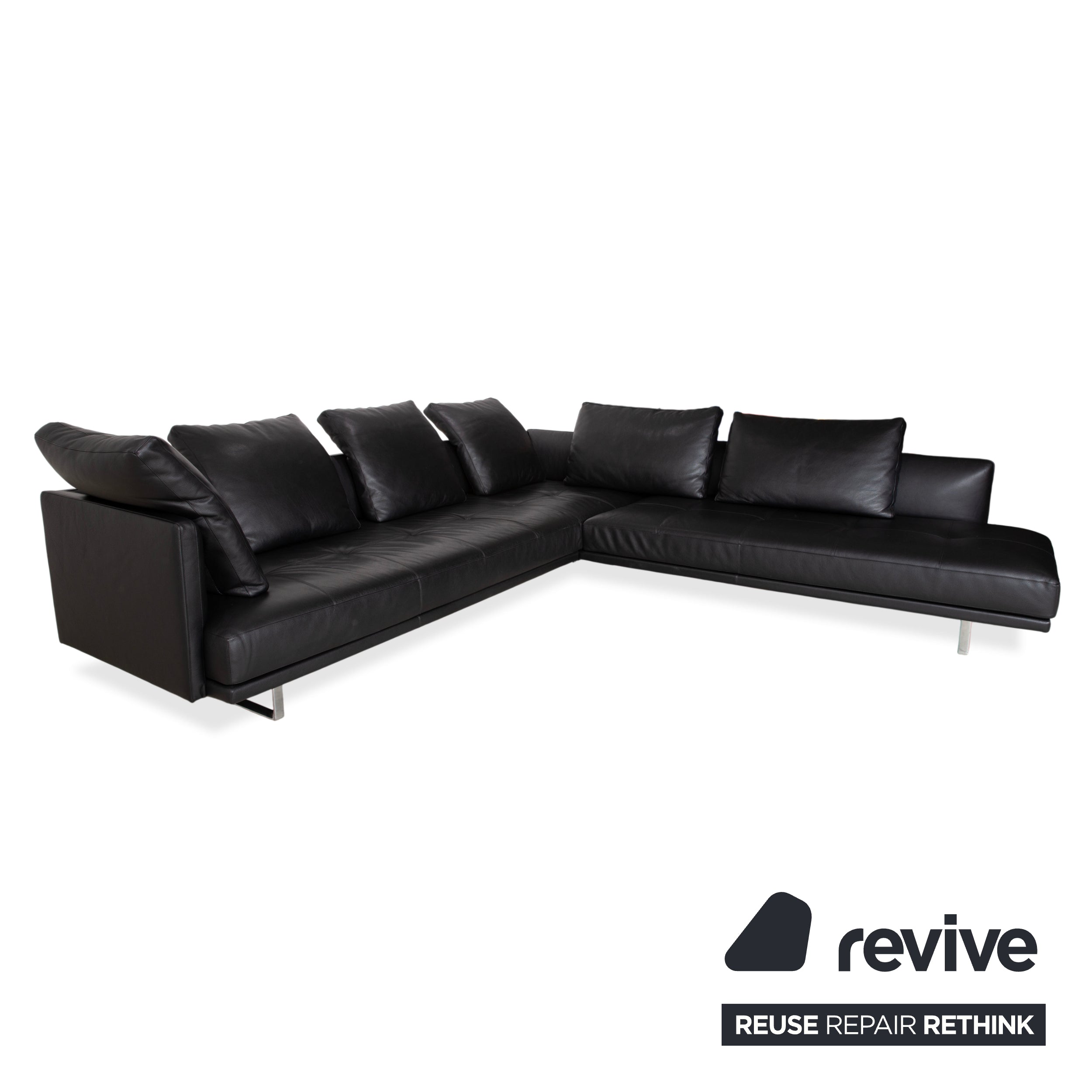 Walter Knoll Prime Time Leder Chrom Ecksofa Schwarz Sofa Couch