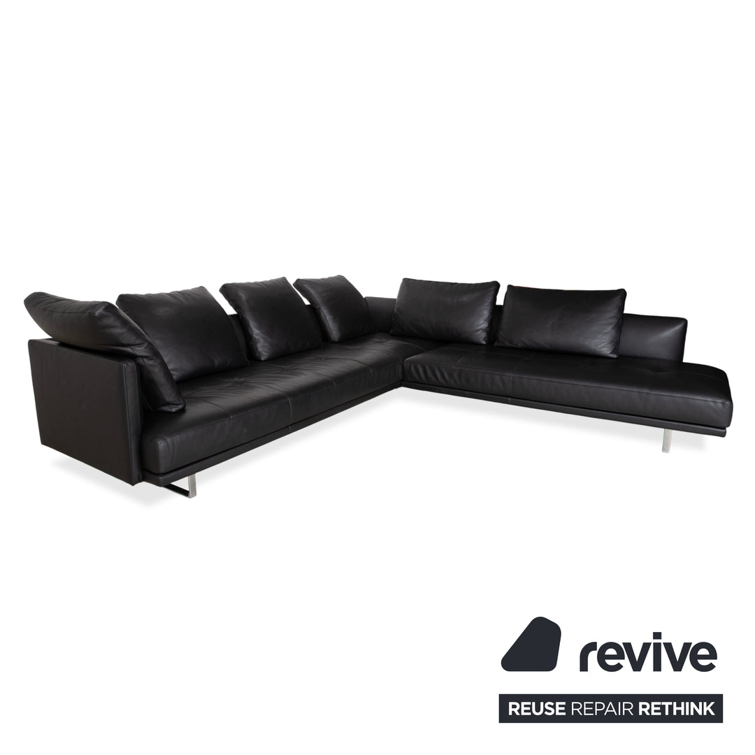 Walter Knoll Prime Time Leder Chrom Ecksofa Schwarz Sofa Couch