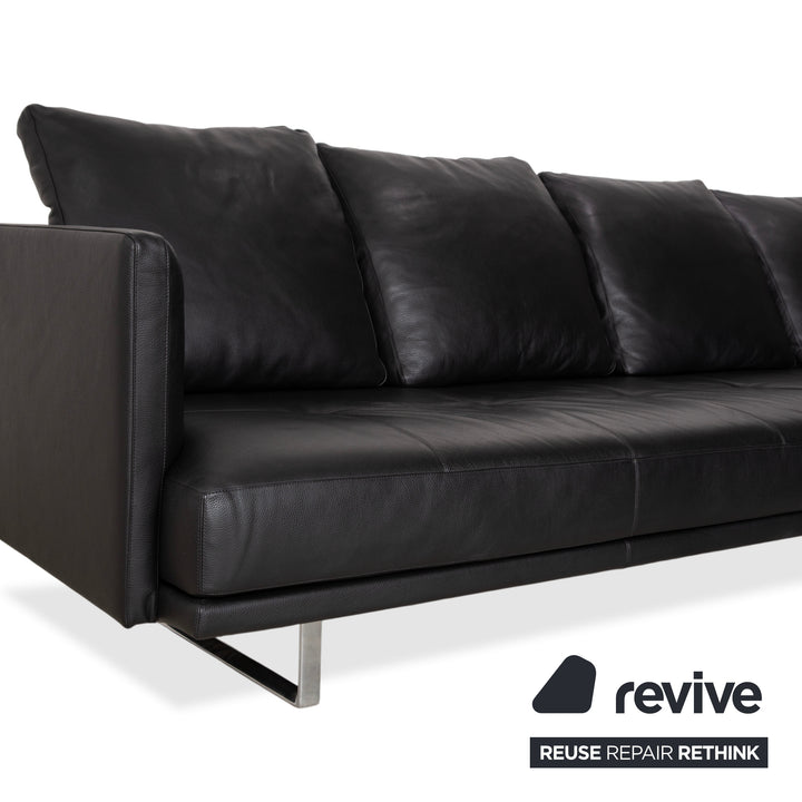 Walter Knoll Prime Time Leather Chrome Corner Sofa Black Sofa Couch