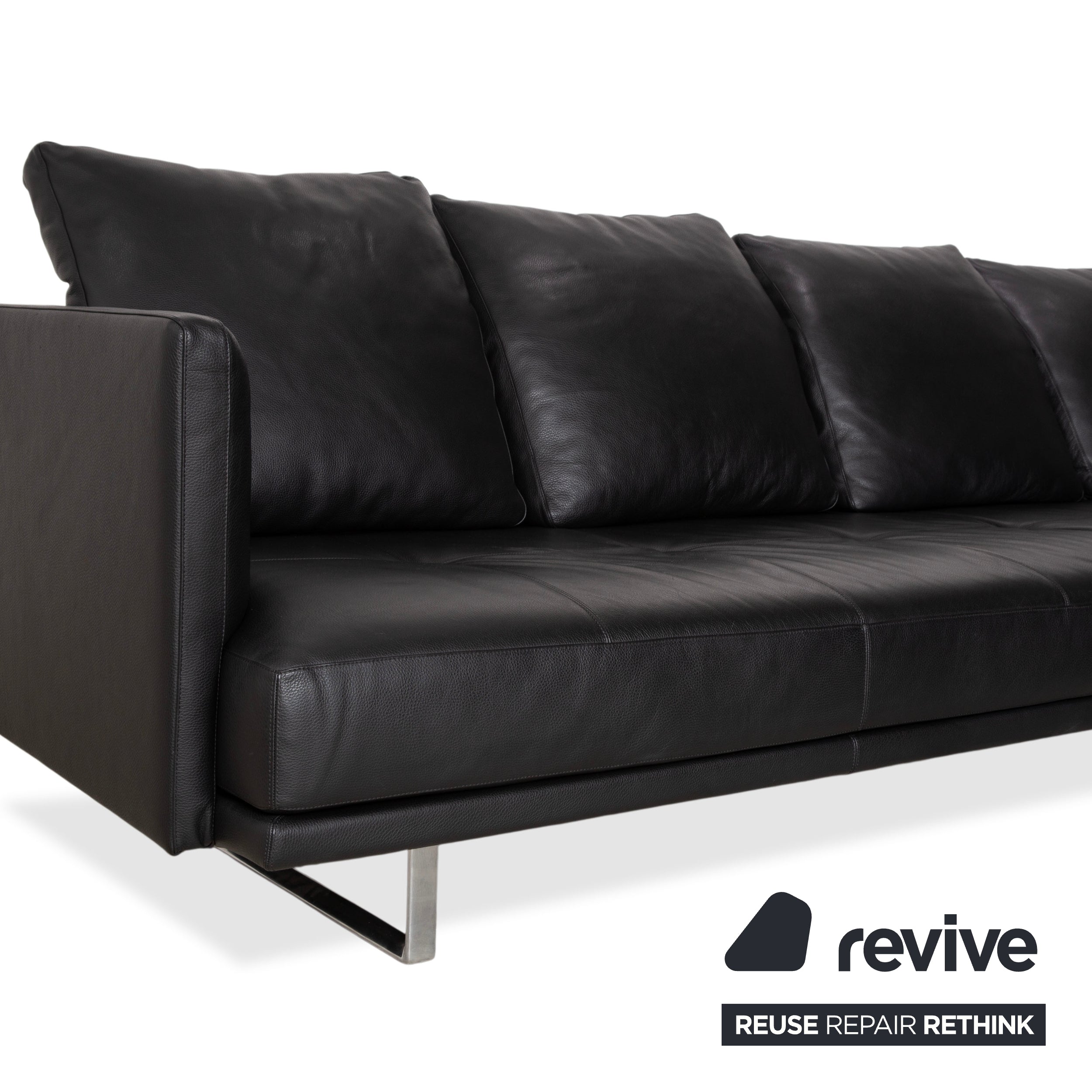 Walter Knoll Prime Time Leder Chrom Ecksofa Schwarz Sofa Couch