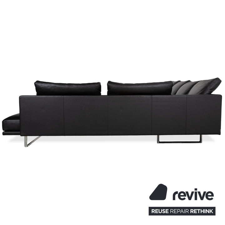 Walter Knoll Prime Time Leather Chrome Corner Sofa Black Sofa Couch