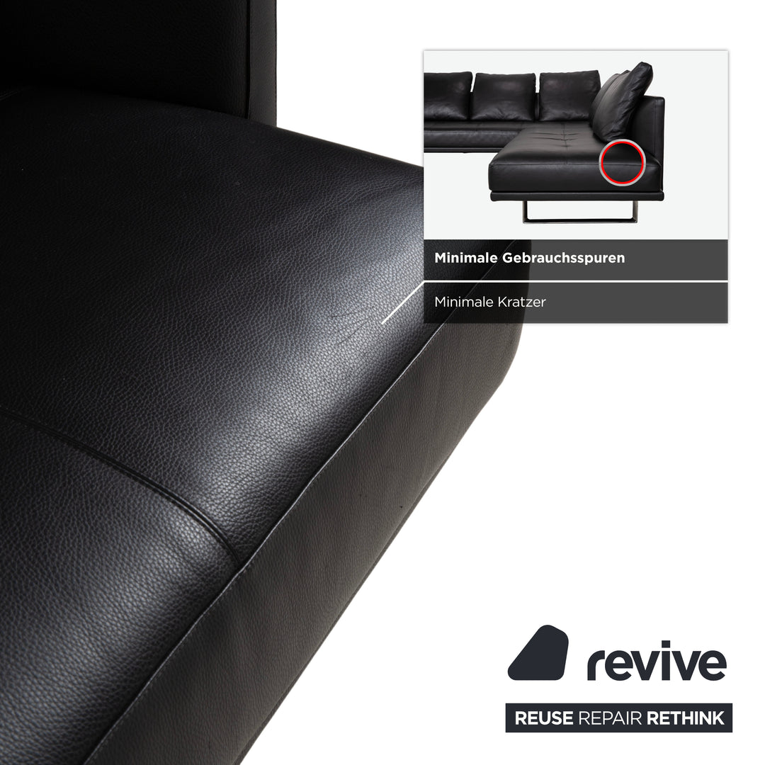 Walter Knoll Prime Time Leather Chrome Corner Sofa Black Sofa Couch