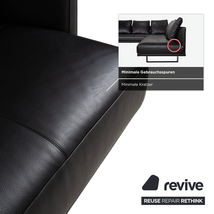 Walter Knoll Prime Time Leather Chrome Corner Sofa Black Sofa Couch
