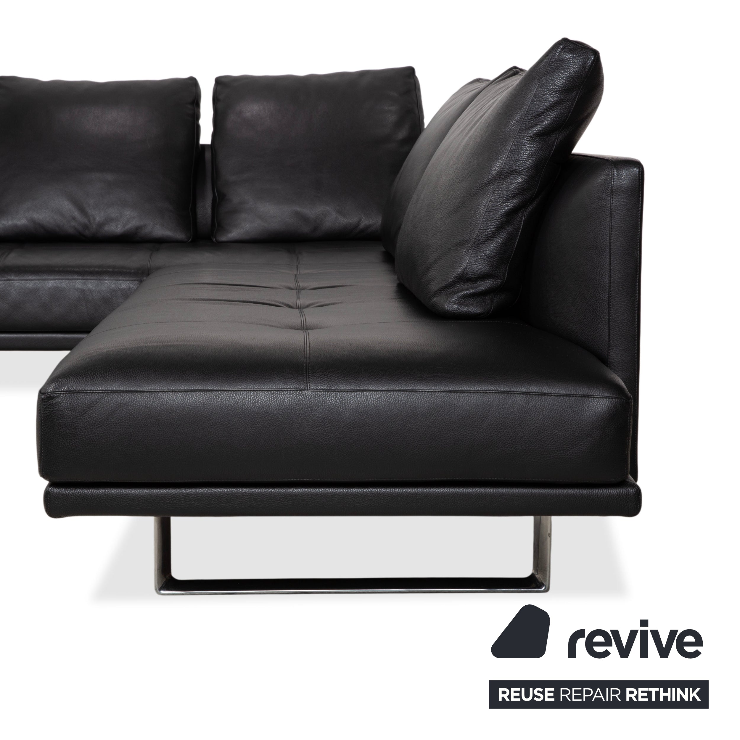 Walter Knoll Prime Time Leder Chrom Ecksofa Schwarz Sofa Couch