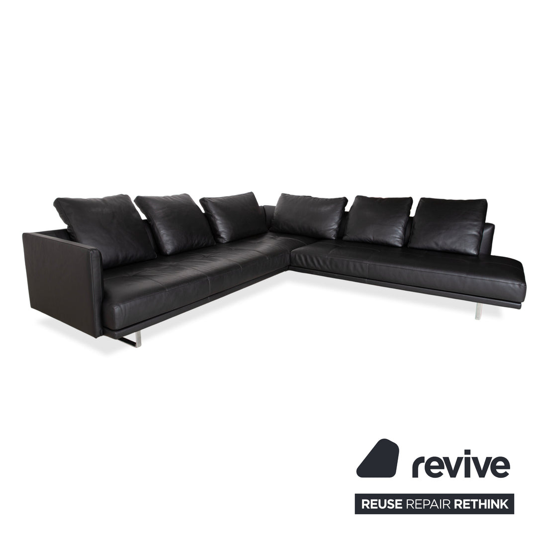 Walter Knoll Prime Time Leather Chrome Corner Sofa Black Sofa Couch