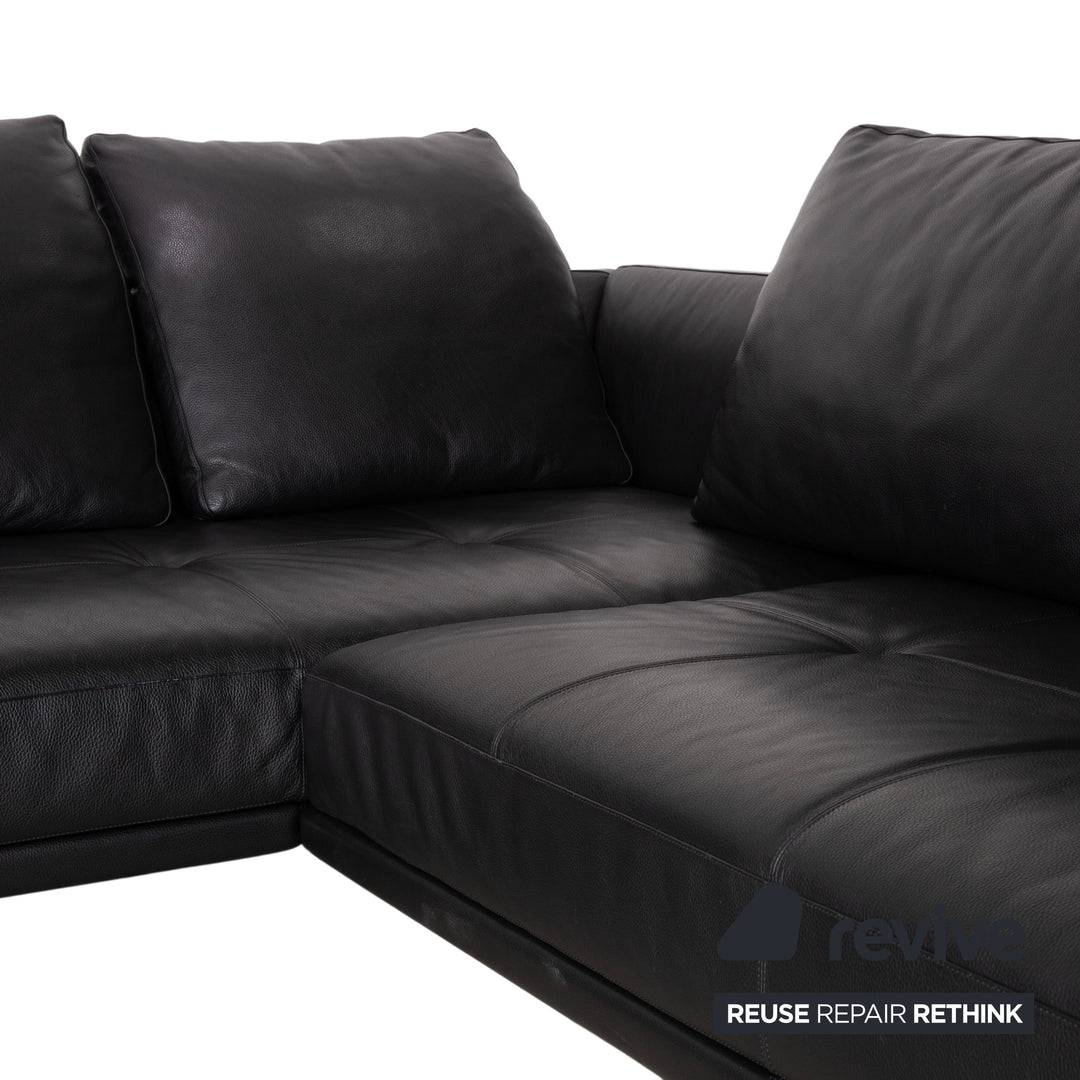 Walter Knoll Prime Time Leather Chrome Corner Sofa Black Sofa Couch