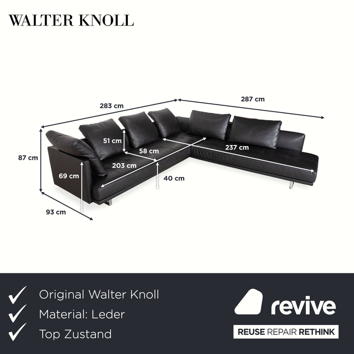 Walter Knoll Prime Time Leather Chrome Corner Sofa Black Sofa Couch