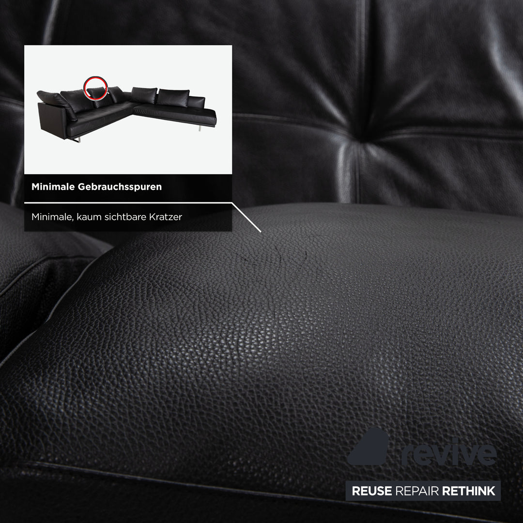 Walter Knoll Prime Time Leather Chrome Corner Sofa Black Sofa Couch